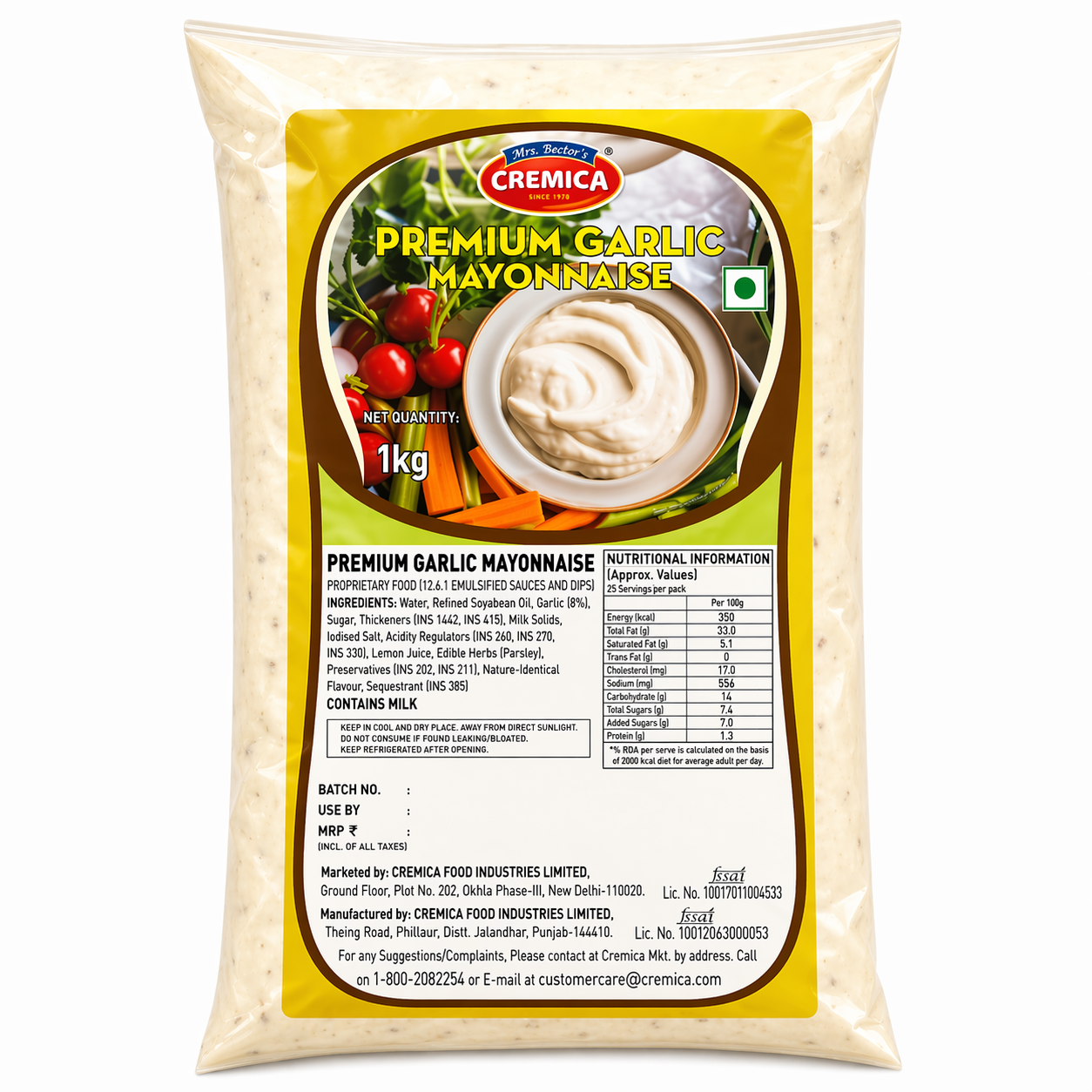 Cremica Permium Garlic Mayonnaise 1 Kg