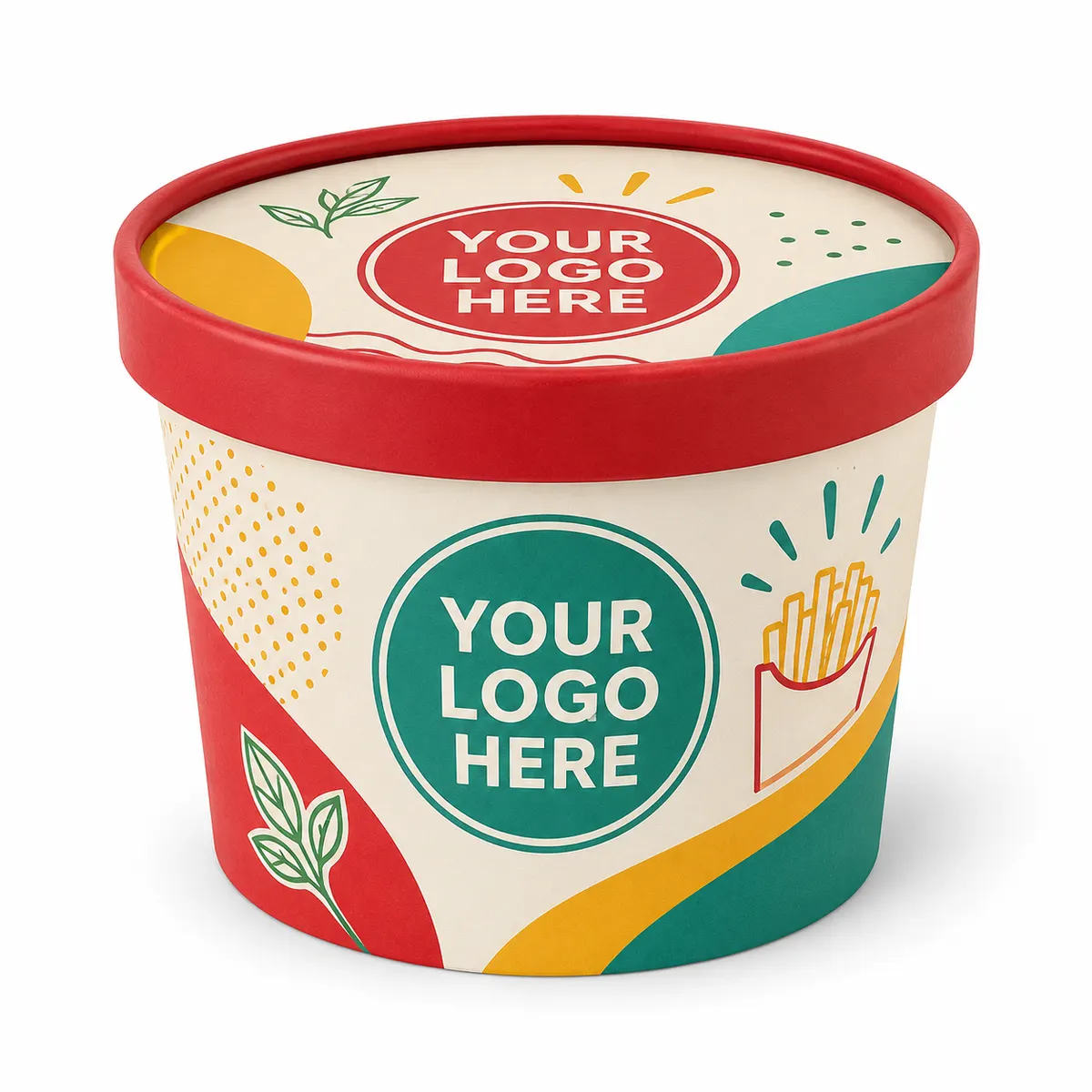 Customised Multicolor and Single Color Printed Round Paper Container with Lid – 250ml, 350ml, 500ml & 750ml
