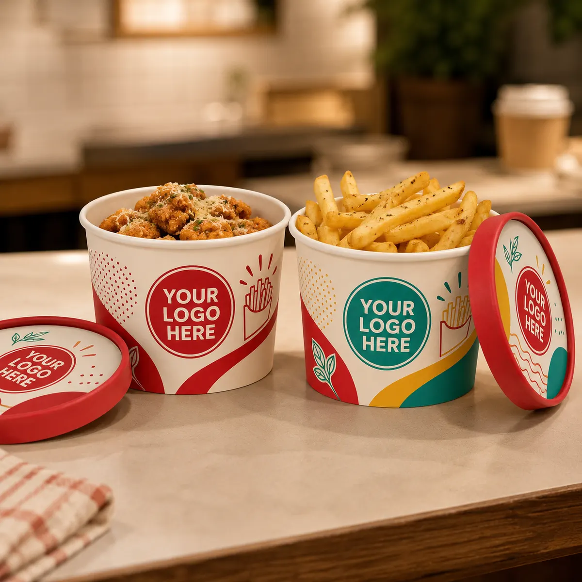 Customised Multicolor and Single Color Printed Round Paper Container with Lid – 250ml, 350ml, 500ml & 750ml 5