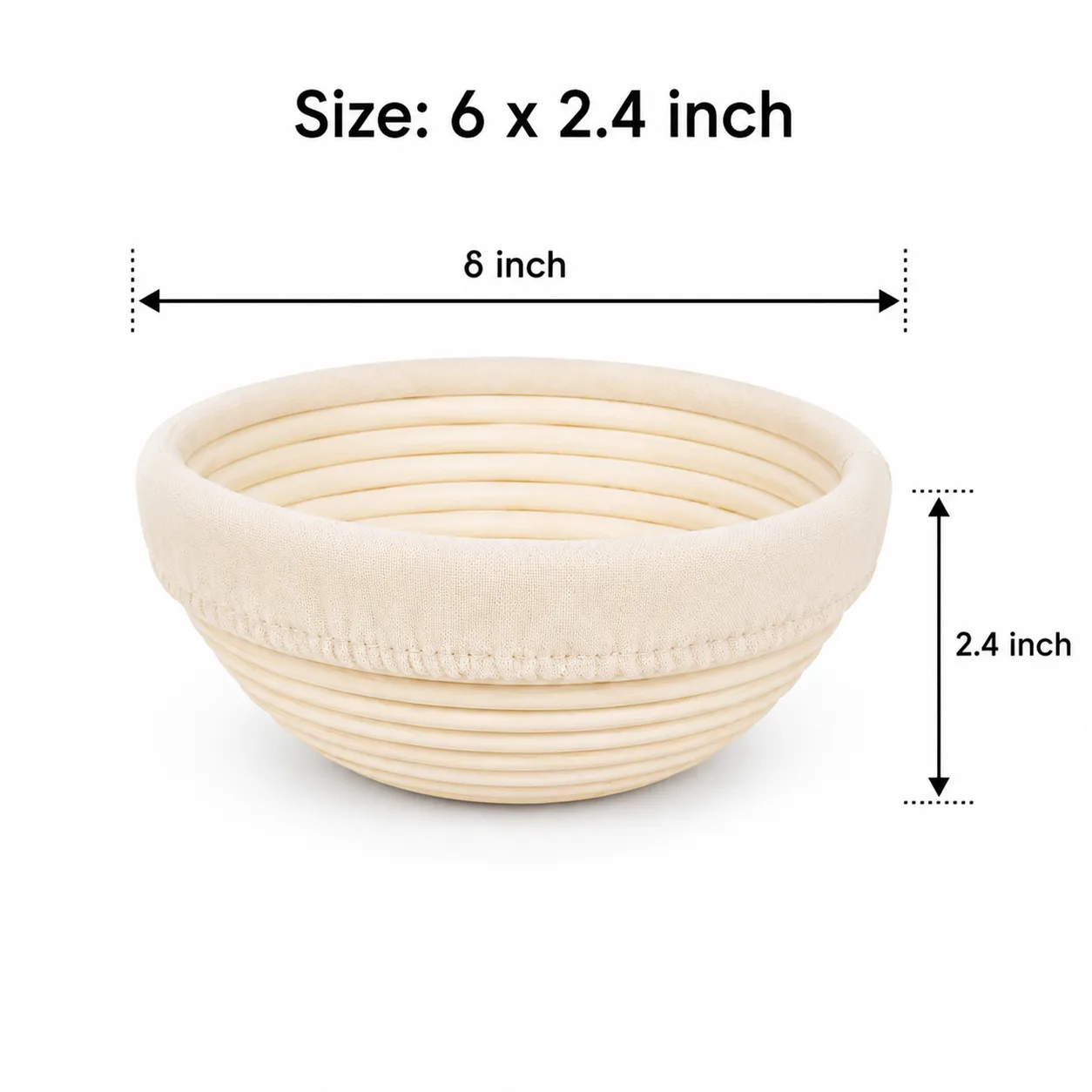 Banetton Proofing basket Boule 6 x 2.4 inch BPBB-624 3