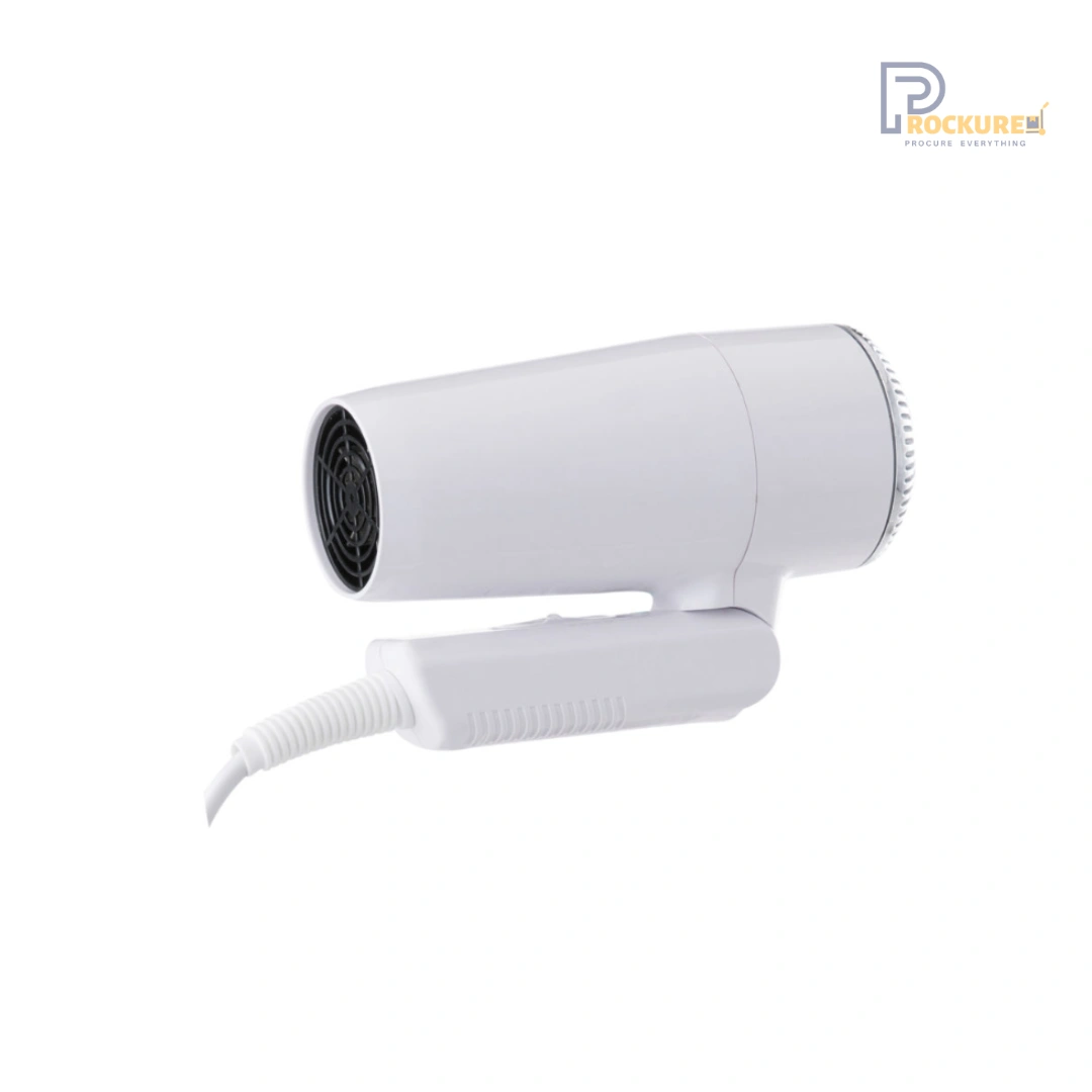JVD Coral Foldable Hair Dryer – White Compact Ionic Dryer with Trigger Switch, Curly Cord & VDE Plug