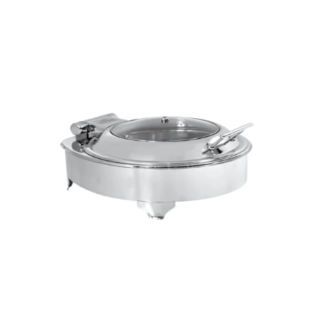 Imperia Stainless Steel Round Half Glass Chafing Dish with E Frame – 7 Litre