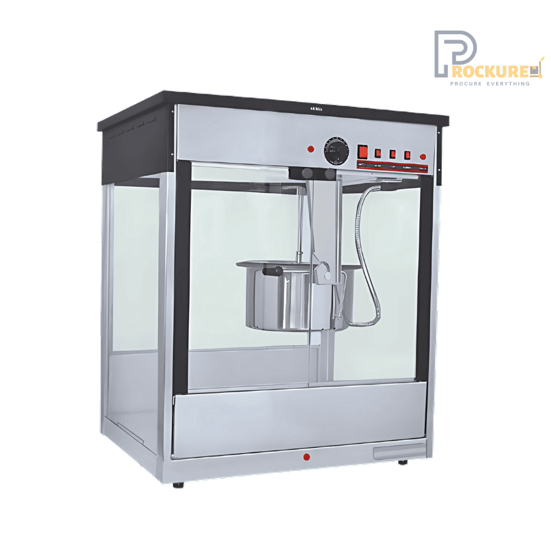 Akasa PCM 16 Commercial Popcorn Machine – 1700W, 400gm Capacity, Stainless Steel