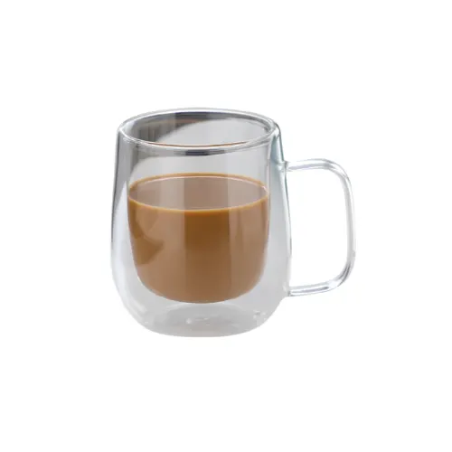 Double Wall Mug 250ml – Borosilicate Glass Insulated Mug with Handle