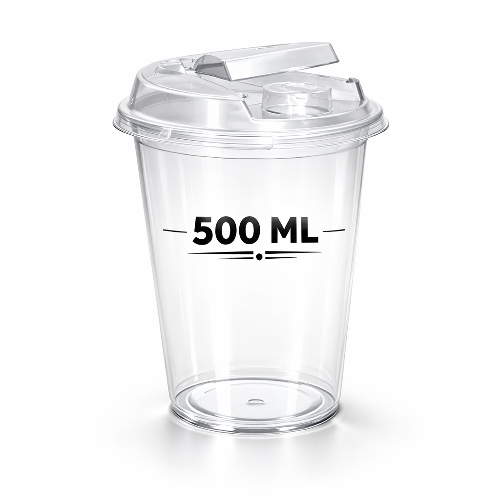 Reusable Frosted Flip Lid Sipper Glass 500ml FLSG-500