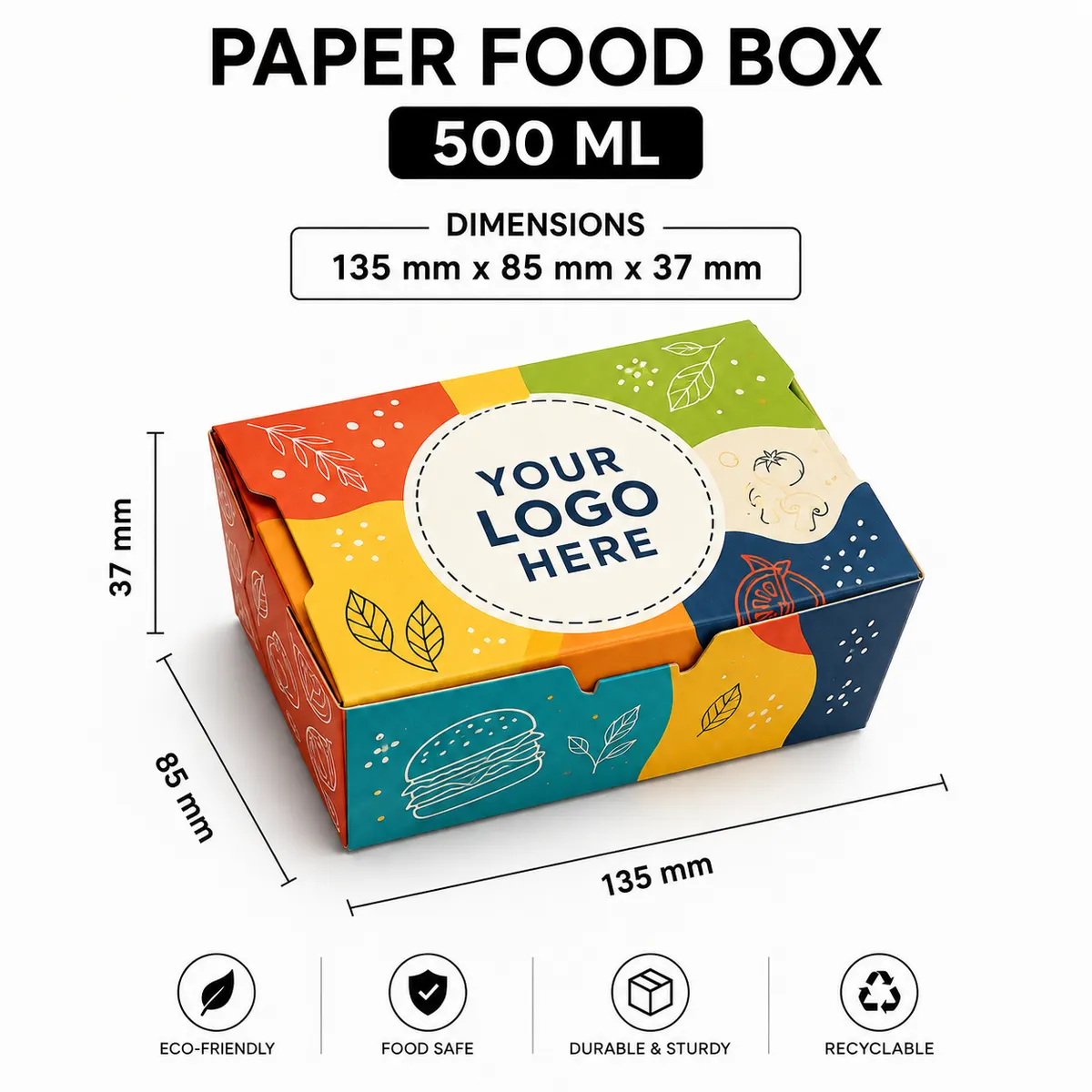 Customized Paper Food Box  – Multiple Sizes Available