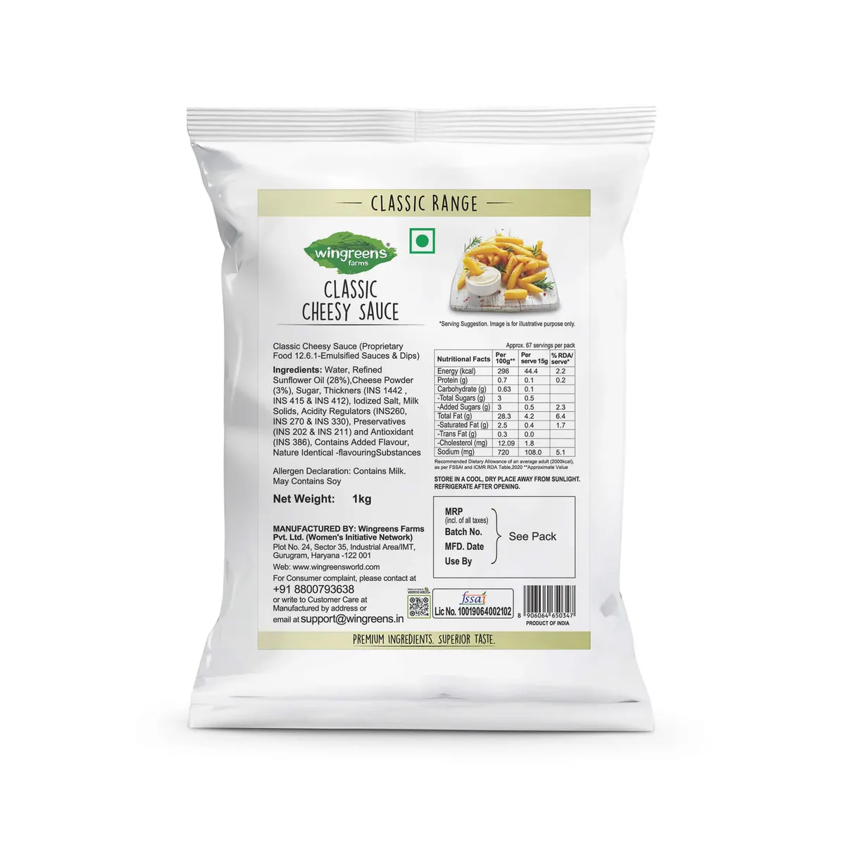 Wingreens Classic Cheesy Sauce 1 Kg 2