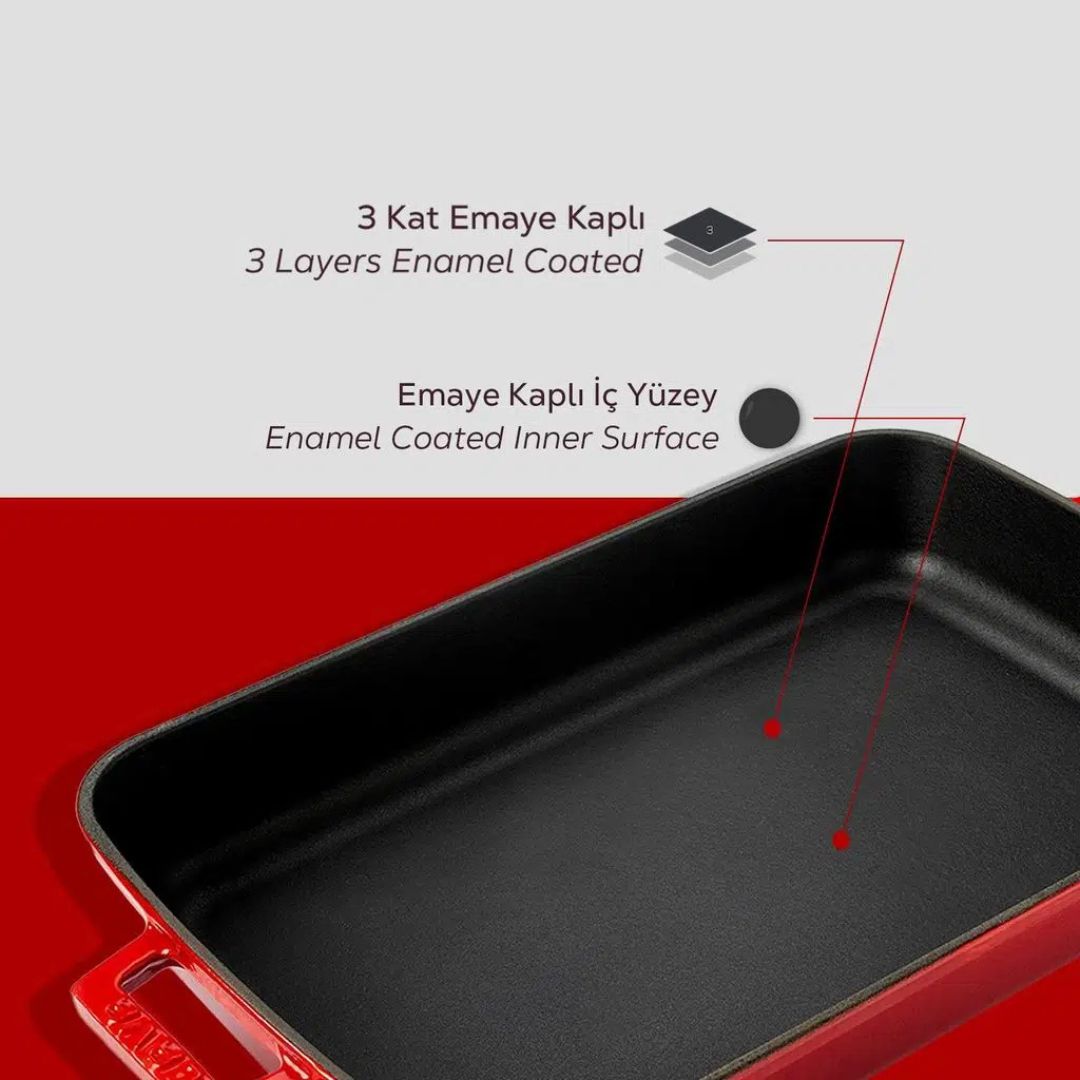 Lava Cast Iron Grill Pan 26 × 40 cm - Roasting Pan 26x40 5
