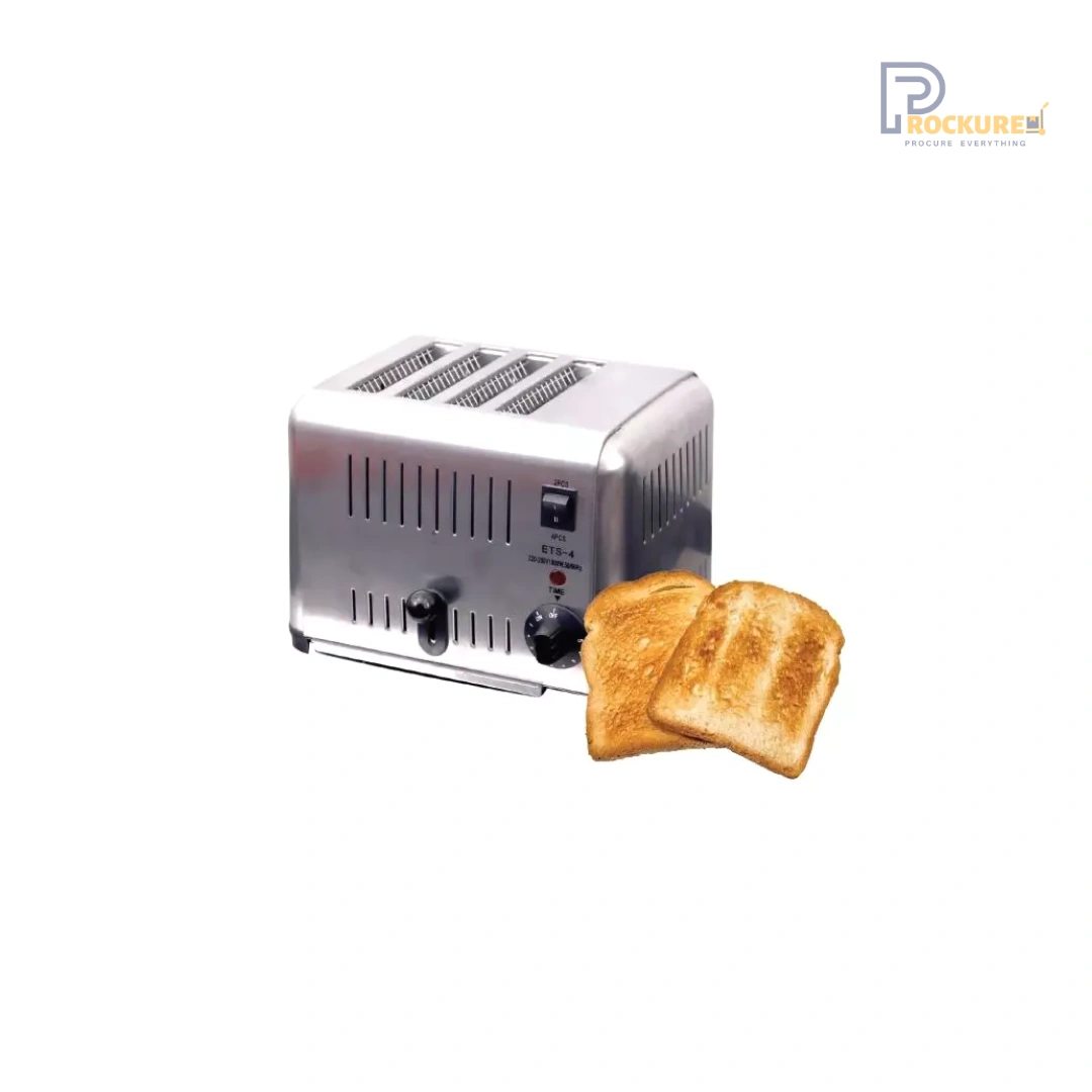 Prockured Basics 4 Slice Pop-Up Toaster – 2.3kW, Compact Design