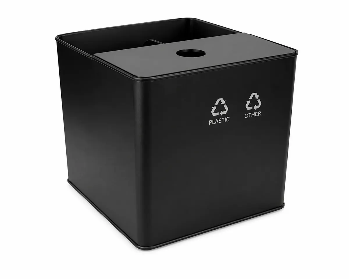 JVD JVD Brugges Rectangle Recycle Metal Bin 14L Black JVDBRR