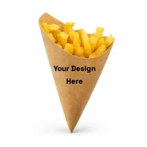 Customized Kraft Brown French Fries Cone , Bulk Order MOQ 500 Pcs