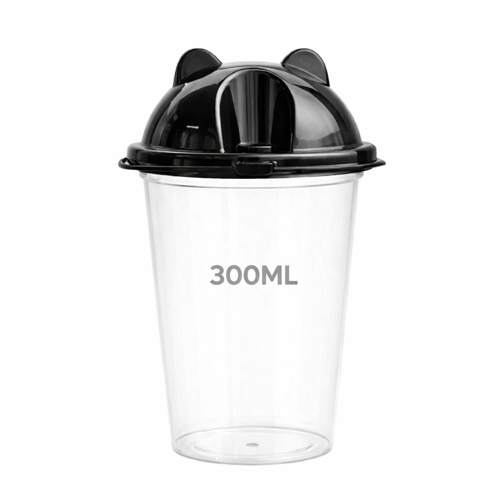 300ml Reusable Panda Dome Lid Plastic Glass - Dome Lid Sipper Glass DLSGP-300 2