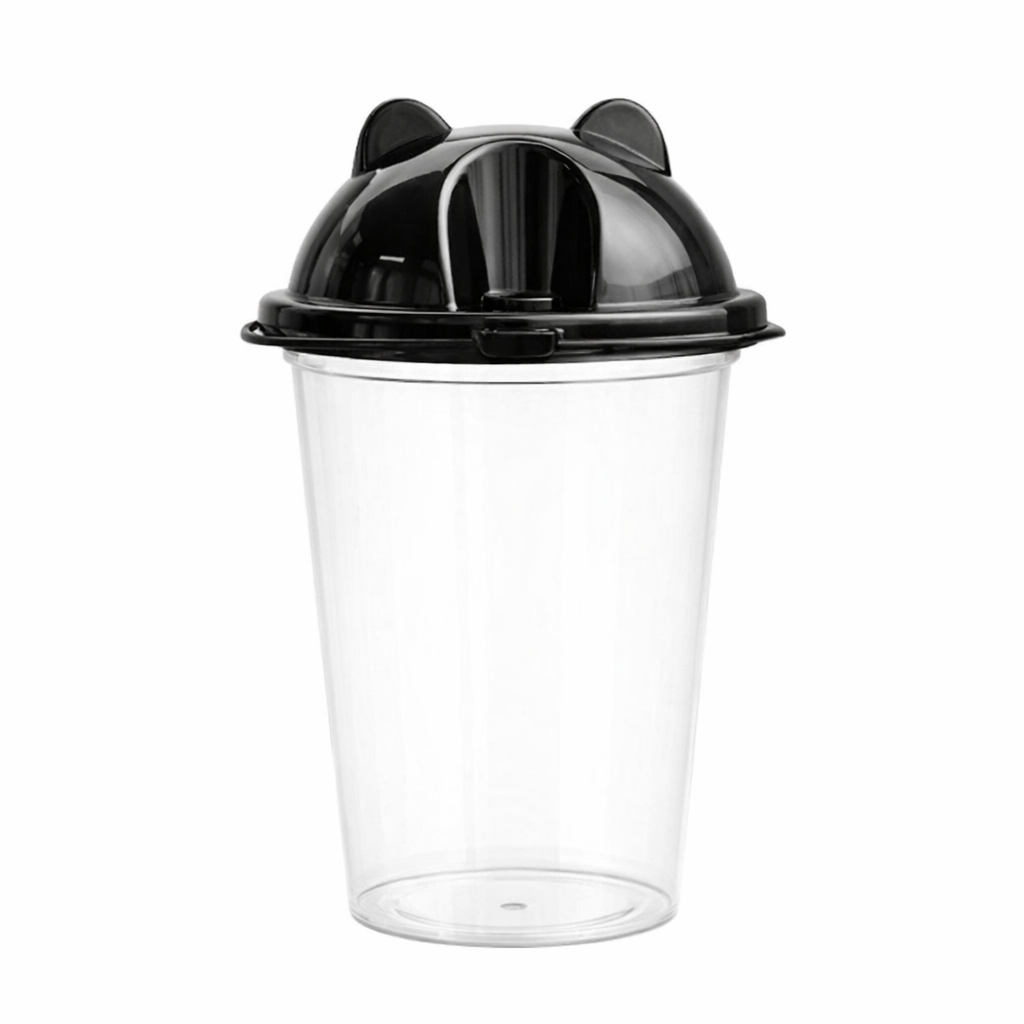 300ml Reusable Panda Dome Lid Plastic Glass - Dome Lid Sipper Glass DLSGP-300