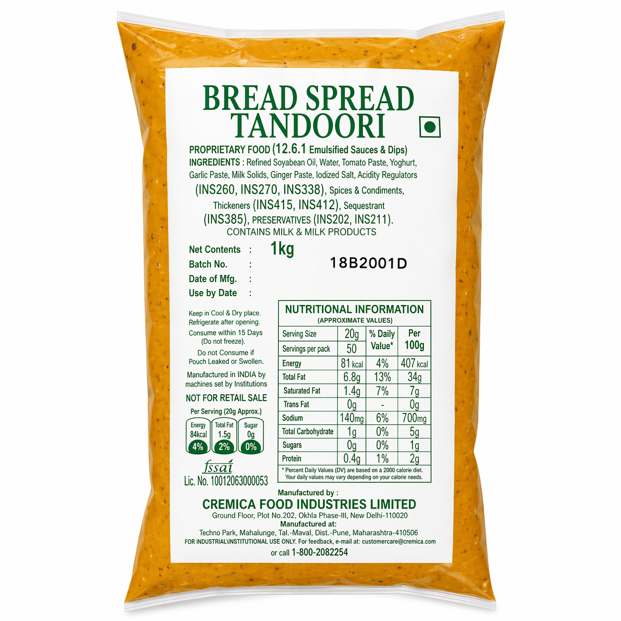 Cremica Chef Choice Tandoori Bread Spread 1kg