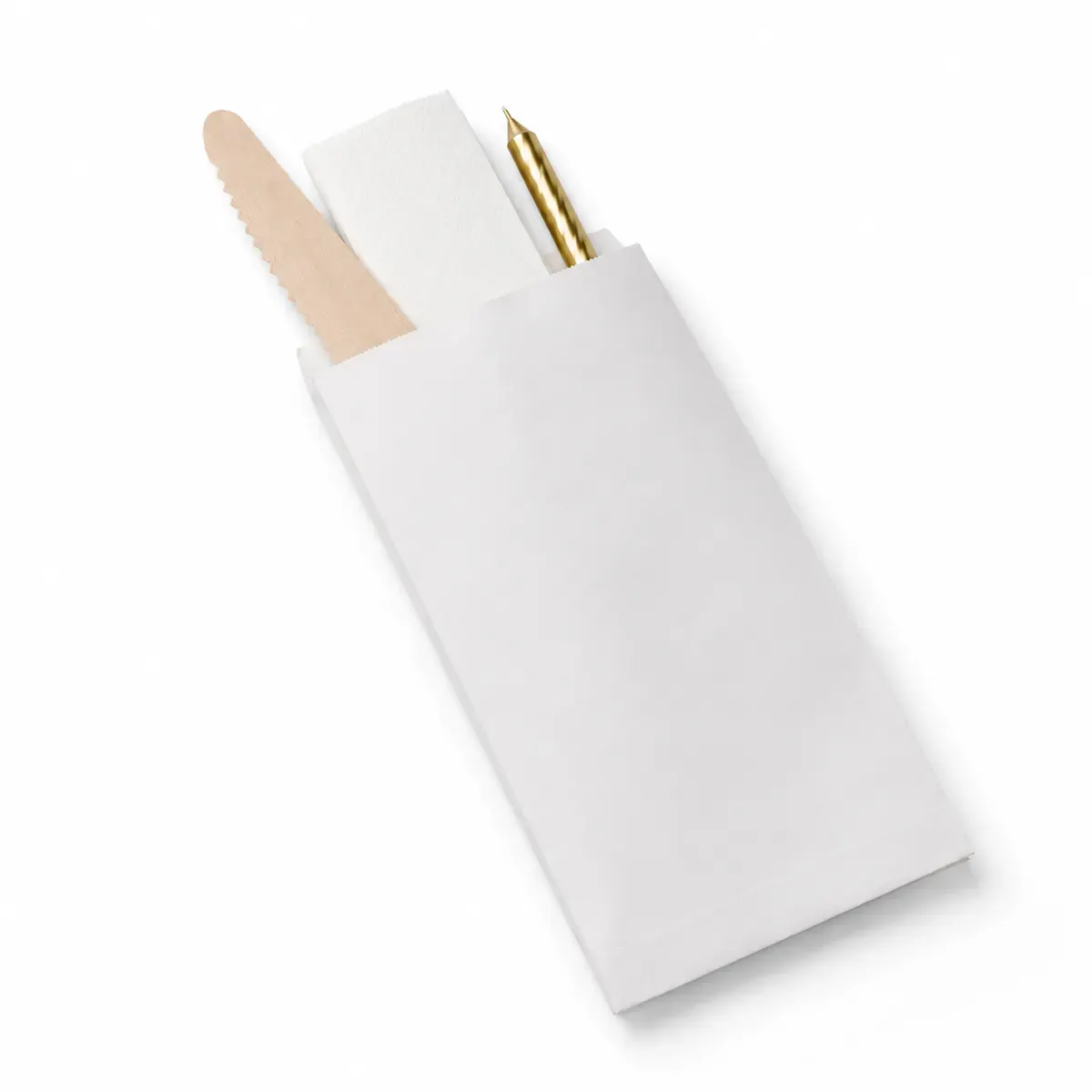 Cake Cutlery Kit Pouch with Knife, Tissue & Big Golden Candle 2
