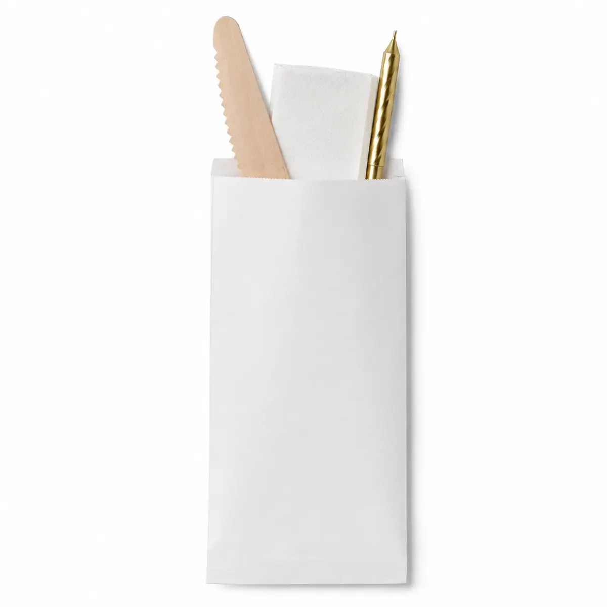 Cake Cutlery Kit Pouch with Knife, Tissue & Big Golden Candle