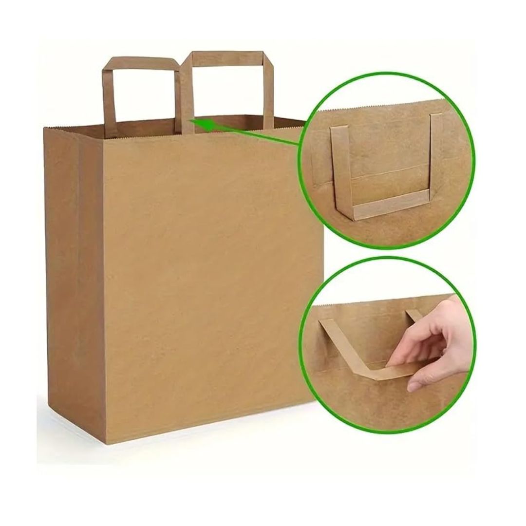 Kraft Brown Square Bottom Handle Bag |32 x 18 x 23cm|80 GSM