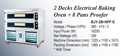 Berjaya 2 Deck Electric Baking Oven with 8 Pan Proofer, Stone Base & Steam Function (Without Baking Tray) | BJY-2B-8PF-E