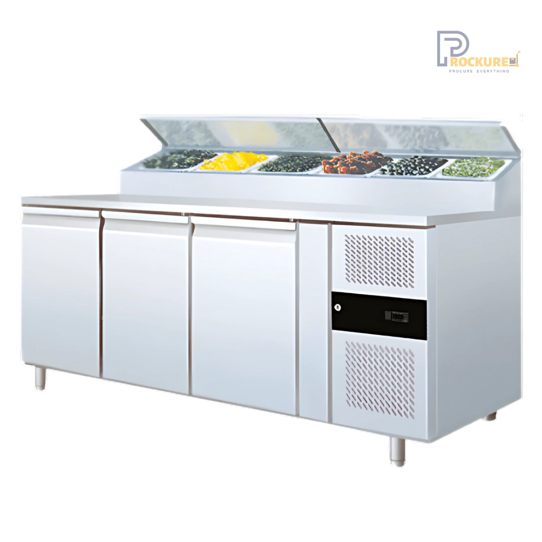 Elanpro 3 Door Salad Counter with Prep Table - ESH 3000/800 | Commercial Salad Counter
