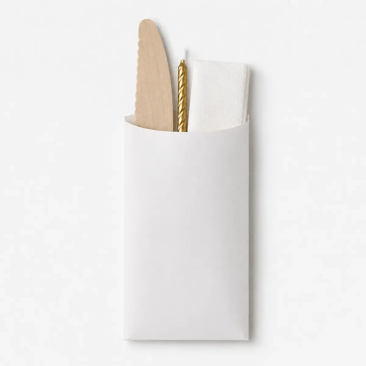 Cake Cutlery Kit Pouch with Knife, Golden Small Candle & Tissue