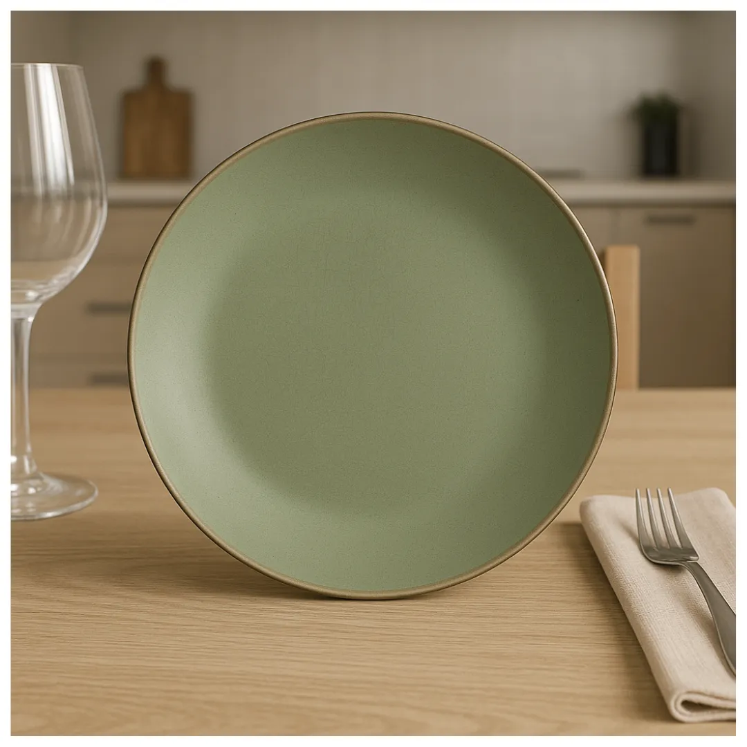 Modern Green Porcelain 20CM Side Plate – (Set of 24) – Sanaai