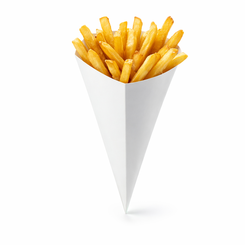Big White French Fries Cone Virgin Kraft Paper