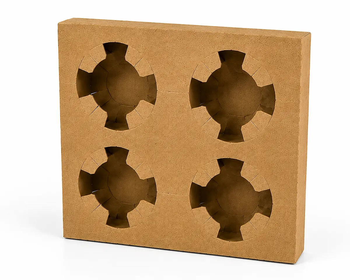 Kraft Paper Cup Holder – Box Type | 1-Cup, 2-Cup & 4-Cup | Eco-Friendly, Disposable & Sturdy 3