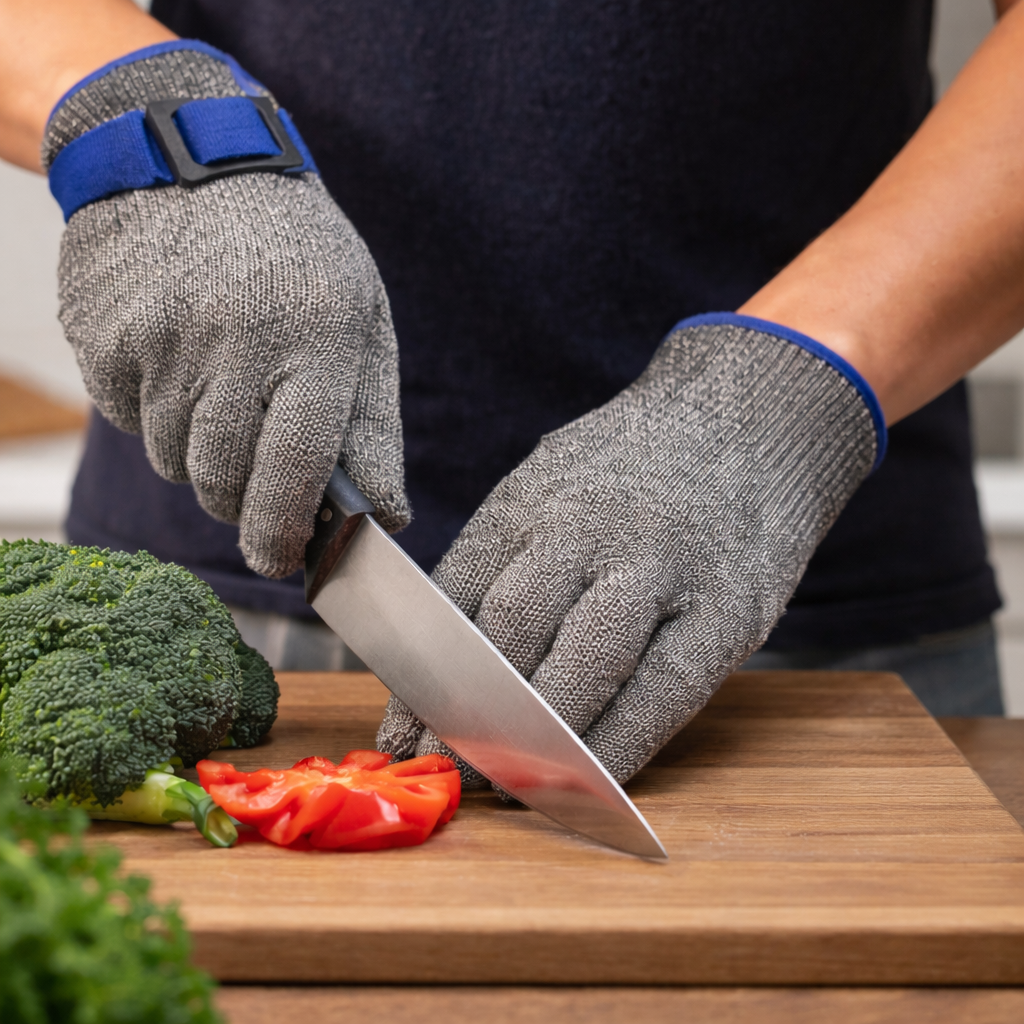Cut Resistant Safety Gloves - STYGOVS-01, Grey with Blue Strap