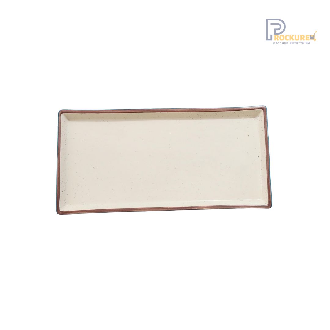 Sanaai Speckled Brown Rectangular Porcelain Platter - Ideal for Serving & Plating (12 Pc Carton)