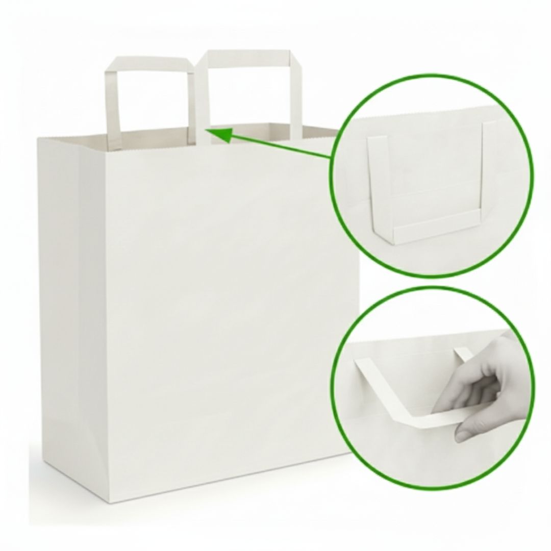 Kraft White Square Bottom Paper Bag | 24 x 14 x 25 cm| 80 GSM