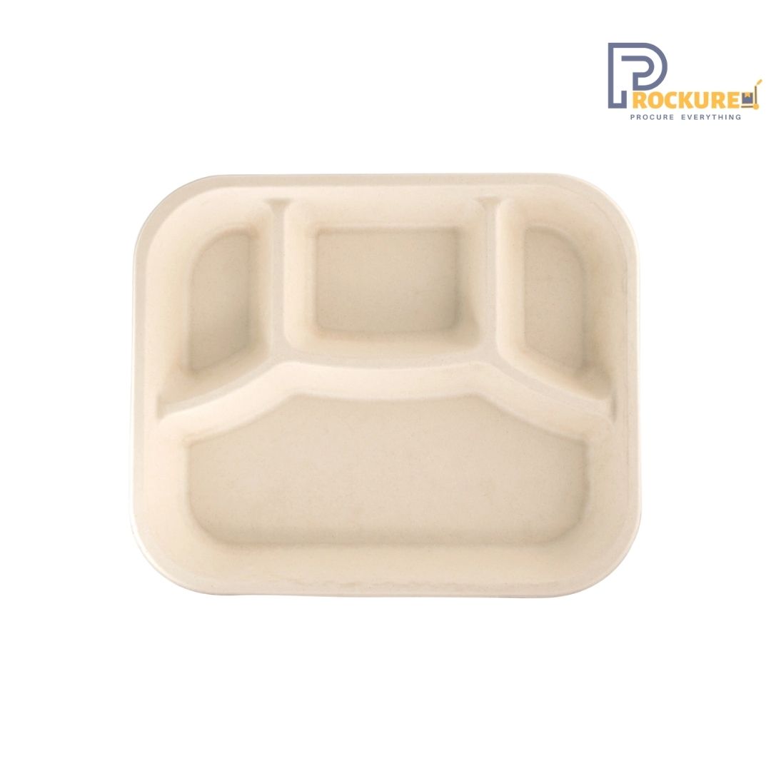 Brown Bagasse 4 Compartment Meal Tray | Biodegradable Meal Tray