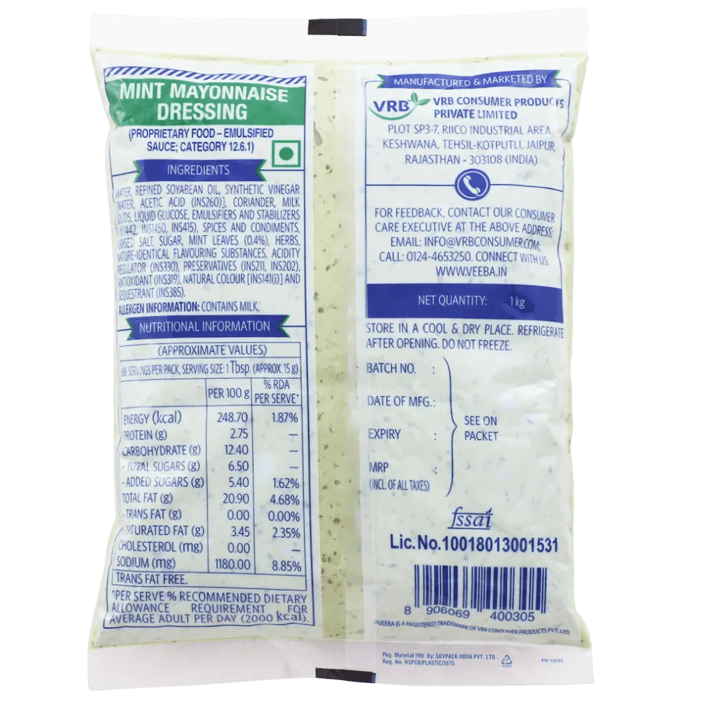 Veeba Mint Mayonnaise Dressing 1 Kg 2