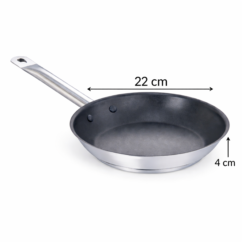 Pradeep Non Stick Frying Pan 22 cm Stainless Steel Body