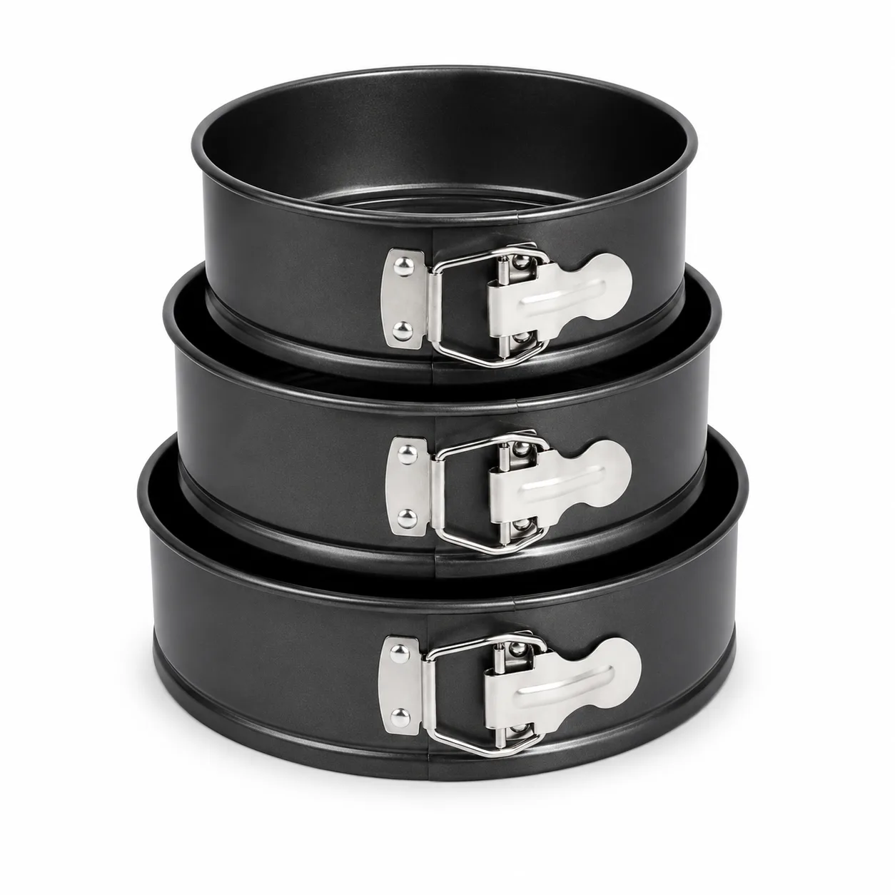 Round Non Stick Springform Cake Mould Set 3 Pcs with Lock Clips