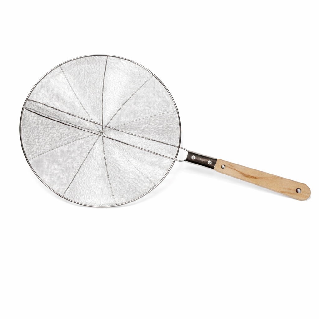 Eco Jhara Stainless Steel Wire Skimmer Wooden Handle 24cm - Commercial Kitchen Skimmer