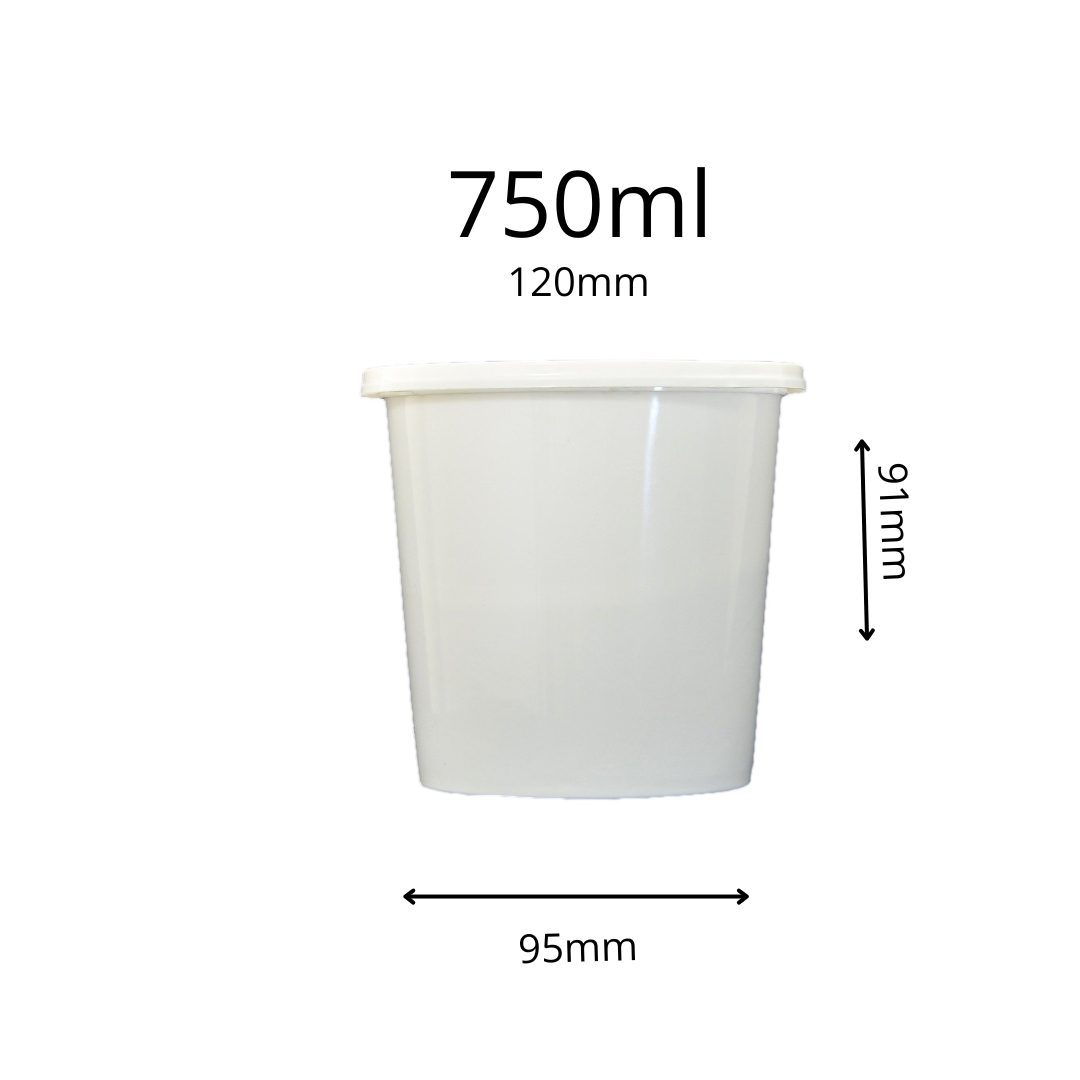 Damati Round Plastic Container with Lid | 750 ml (25 Oz)