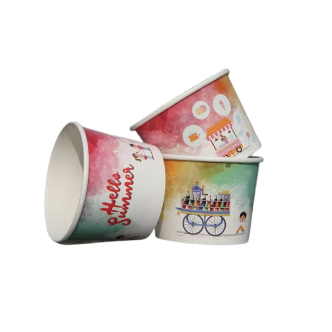 100ml Paper Bowl Hello Summer Edition | Disposable, Food-Grade Paper, Eco-Friendly, Leak-Resistant