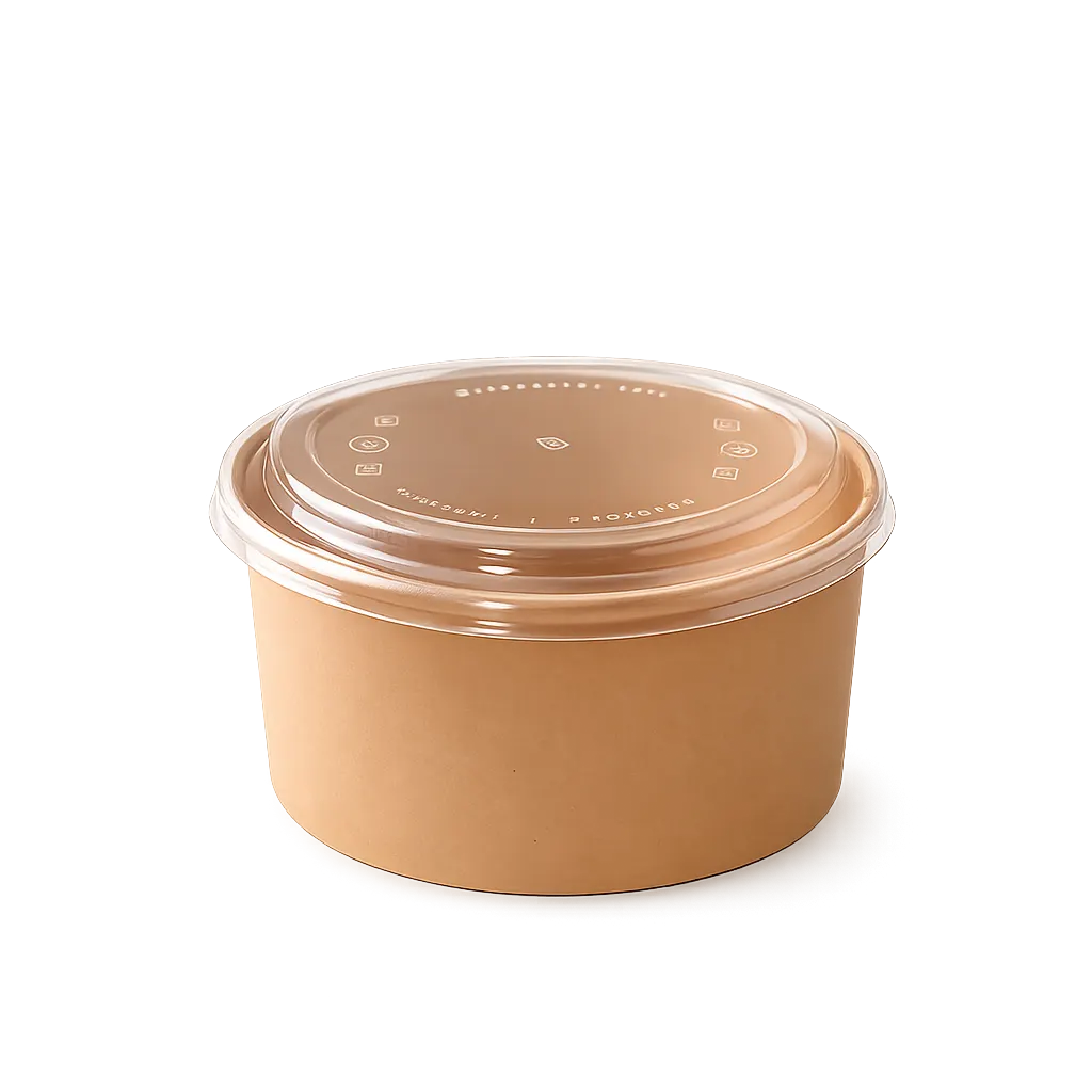 Kraft Brown Paper Bowl with PET Lid – Disposable, Eco-Friendly | Variable Sizes | 110MM diameter