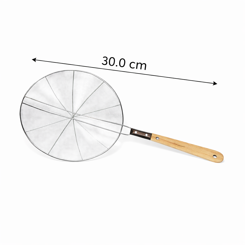 Eco Jhara Premium Wire Stainless Steel Skimmer 30cm - Wooden Handle 2