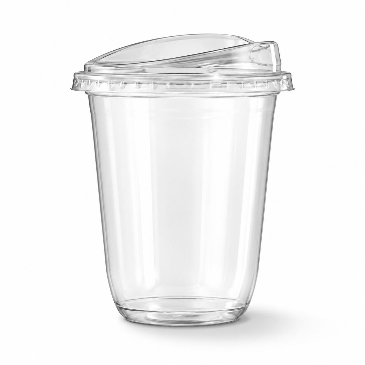 PET Transparent U Shape Glass with Sipper Lid 12 oz / 350 ml