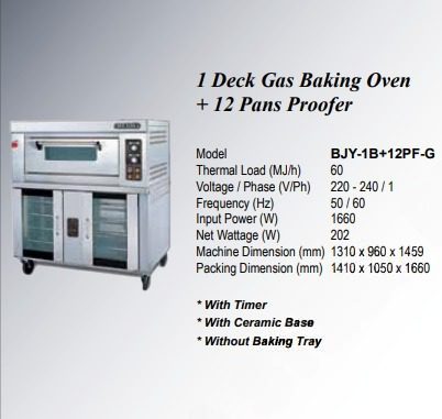 Berjaya 1 Deck Gas Baking Oven with 12 Pan Proofer, Timer, and Ceramic Base (Without Baking Tray) | BJY-G30-1PRM 3