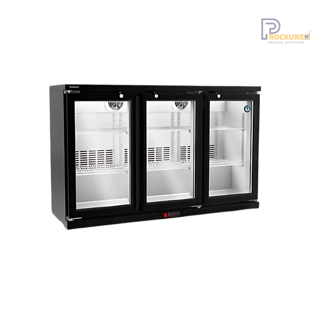 Hoshizaki 3-Door Back Bar Cooler – Modern Black Design, 1350mm Width,  302L Capacity
