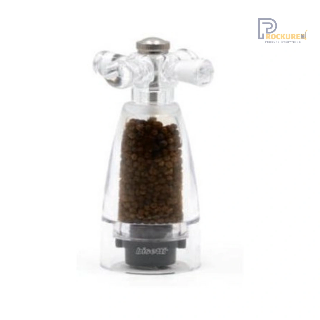 Bisetti Brescia Pepper Mill 14.5 cm (Acrylic Tap) | Easy Pour & Stylish