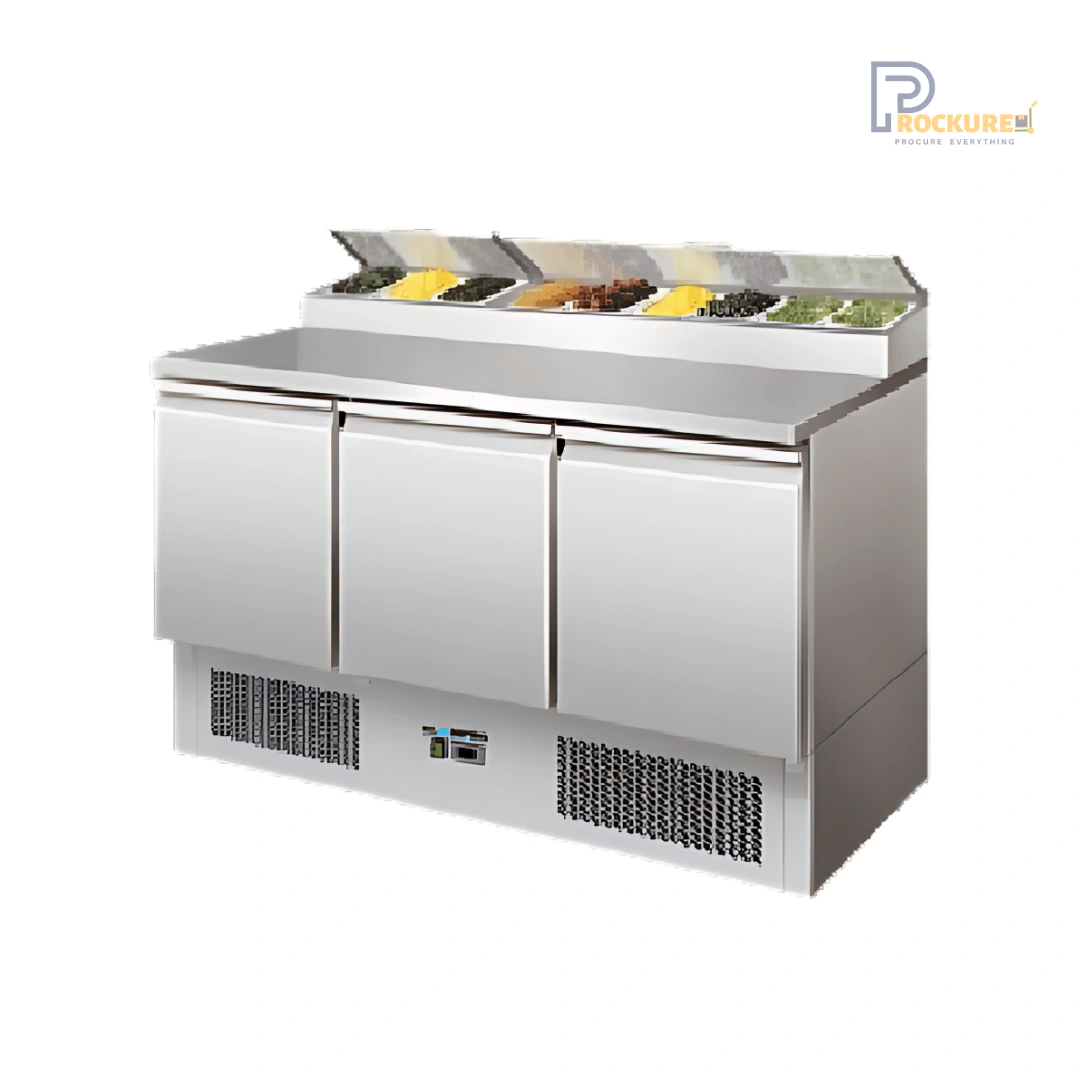 Elanpro 3 Door Salad Counter with Prep Table - EPS 300 | Commercial Salad Counter