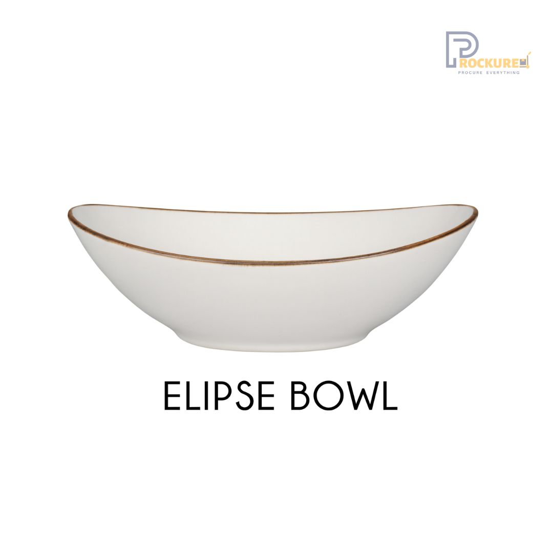 Sanaai Speckled Brown Elipse Bowl - 18 cm Porcelain Bowl for Restaurants & Hotels (24 Pc Carton)