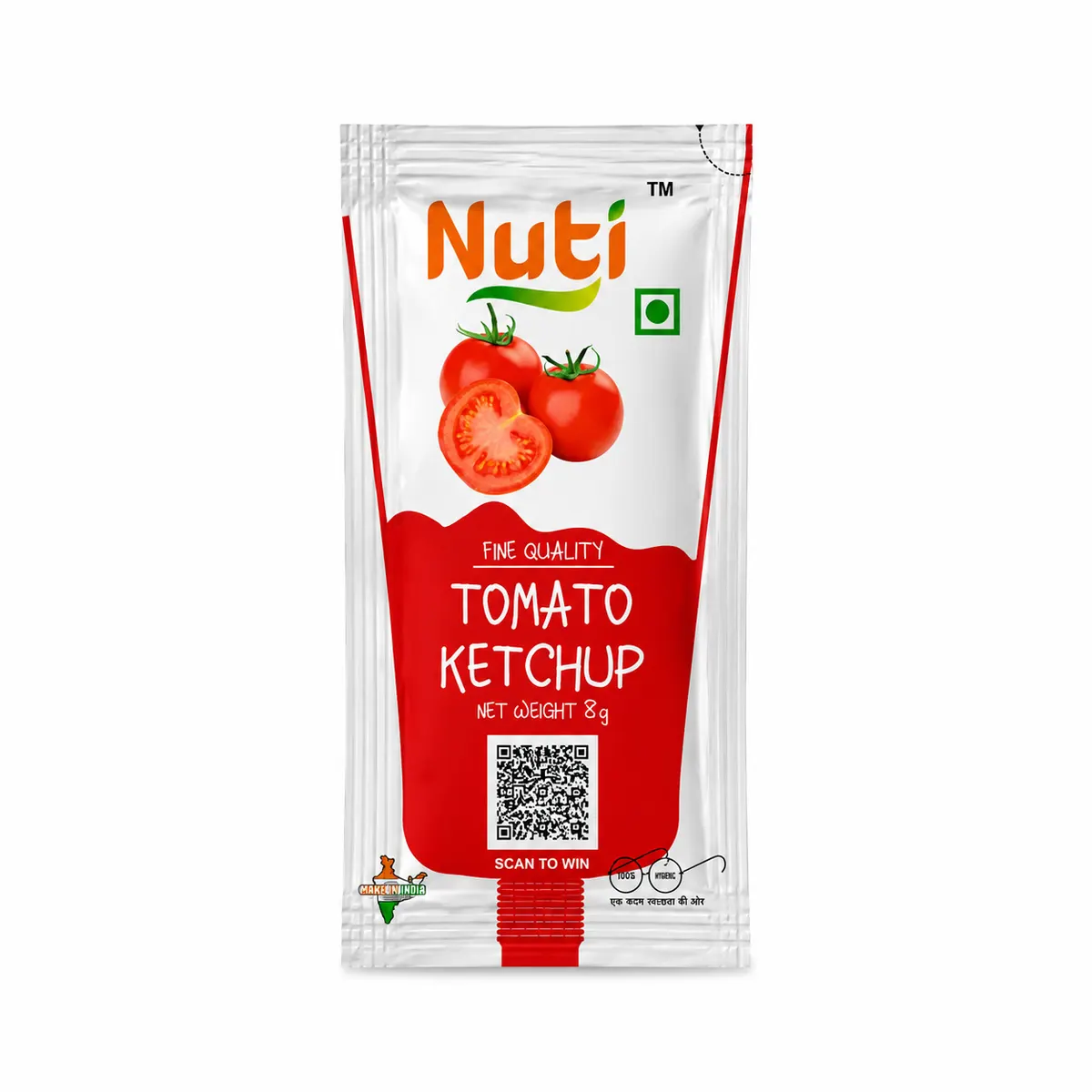Nuti Tomato Ketchup 8 gm Sachets Pack of 100