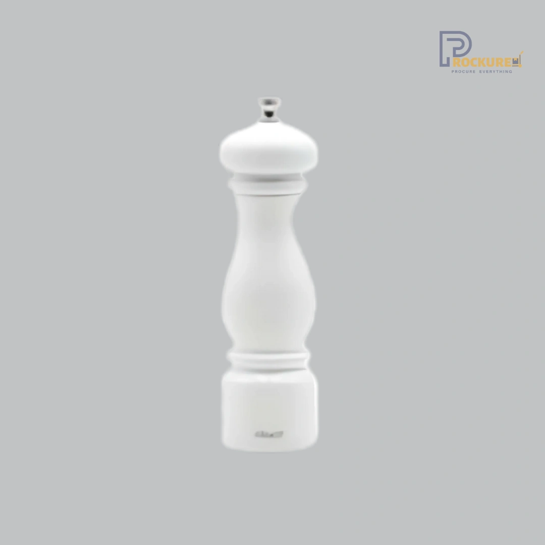 Bisetti Firenze Pepper Mill 22 cm (White Glossy Lacquered Beech Wood) | Elegant Contrast