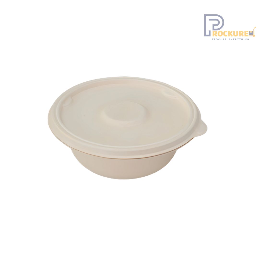 Round Bagasse Container With Lid | 500 ml