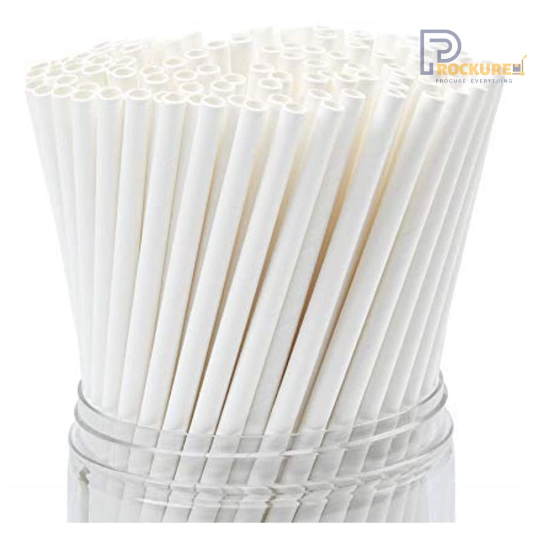6mm White Paper Straws | 330 GSM
