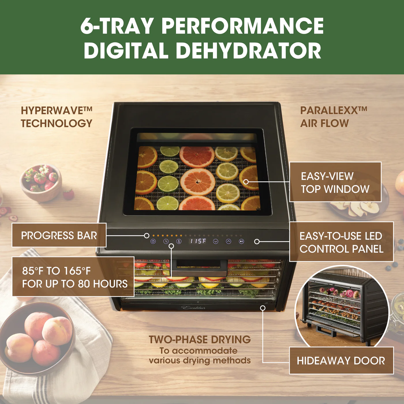 Excalibur 6 Tray Performance Digital Dehydrator, in Stainless Steel REDE6TP 5